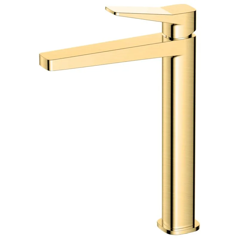 RAK Petit Square Tall Basin Mixer Brushed Gold