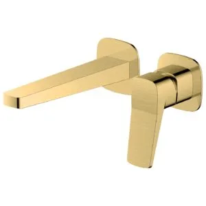 RAK Petit Square Wall Basin Mixer Brushed Gold