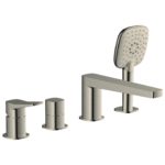 RAK Petit Square 4 Hole Bath Shower Mixer Brushed Nickel