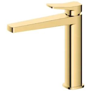 RAK Petit Square Mid Height Basin Mixer Brushed Gold