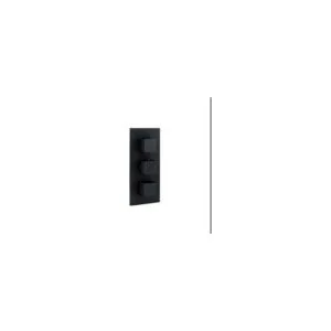 RAK Square Dual Outlet, 3 Handle Thermostatic Shower Valve Black