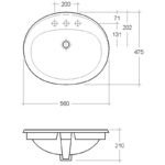 RAK Maria 560mm Over Counter Basin 1 Tap Hole