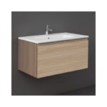 RAK Uno 1 Drawer 800mm Wall Vanity Unit & Basin Scandinavian Oak