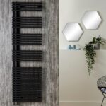 Redroom Omnia Matt Black 1161x496mm Towel Radiator Right Hand