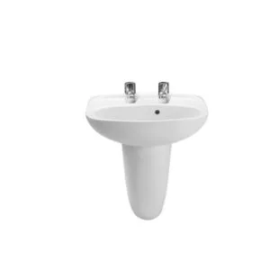 Roca Laura 450mm 2 Hole Basin & Semi Pedestal