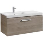 Roca Prisma 1 Drawer 900mm Ash Wood Unit & Left Hand Basin