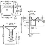 Roca Nexo 600mm 1 Hole Basin & Semi Pedestal