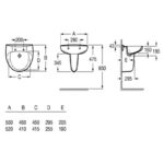 Roca Laura 520mm 2 Hole Basin & Semi Pedestal