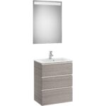 Roca The Gap 3 Drawer 600mm City Oak Base Unit, Basin & LED Mirror