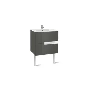 Roca Victoria-N Unik 700mm 2 Drawer Unit & Basin Gloss Grey