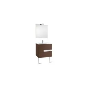 Roca Victoria-N Pack 600mm Base Unit, Basin, Light & Mirror Grey