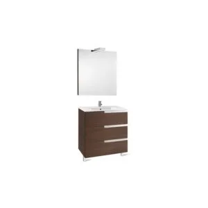 Roca Victoria-N Pack 1000mm 3 Drawer Unit, Light & Mirror Grey