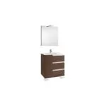 Roca Victoria-N Pack 700mm 3 Drawer Unit, Mirror & Light Grey