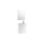 Roca Mini Pack Basin & Base Unit 450mm & Mirror Gloss White