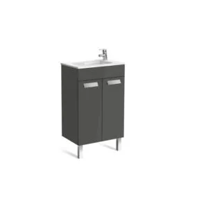 Roca Debba Compact Unik 500mm 2 Door Unit & Basin Gloss Grey