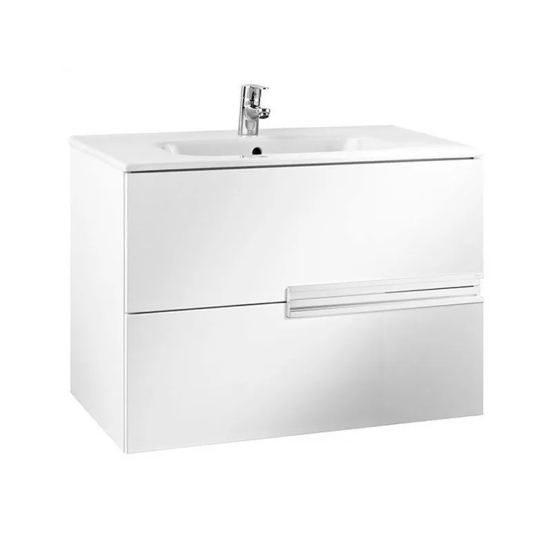 Roca Victoria-N 2 Drawer 800mm Wall Unit & Basin Gloss White