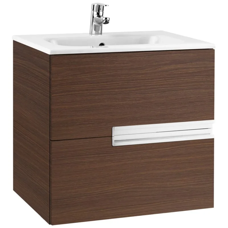 Roca Victoria-N 600mm 2 Drawer Textured Wenge Base Unit & Basin