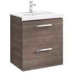 Roca Prisma Wall Hung 2 Drawer Basin Unit 60cm Textured Ash