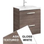 Roca Prisma Wall Hung 2 Drawer Basin Unit 60cm White & Ash