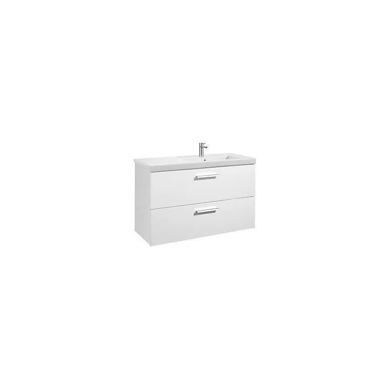 Roca Prisma Wall Hung 2 Drawer Basin Unit 90cm Gloss White