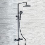 Synergy Black Round Thermostatic Shower