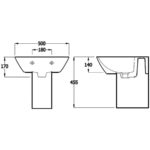 Synergy Valencia Half Pedestal for 500mm & 600mm Basin