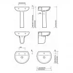 Twyford Alcona Washbasin 500x410 2 Tap Holes