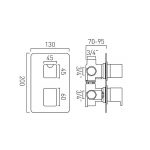 Vado Phase 3 Outlet 2 Handle Thermostatic Valve