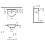 Vitra S50 1 Tap Hole 55cm Semi Recessed Basin