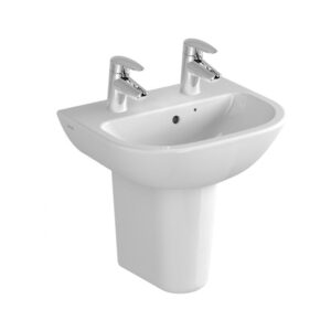 Vitra S20 450mm 2 Tap Hole Basin & Small Semi Pedestal