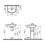 Vitra S20 450mm 1 Tap Hole Basin & Full Pedestal