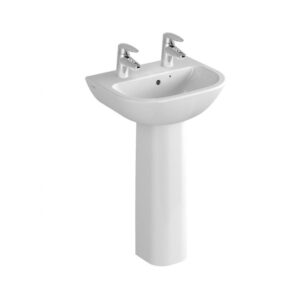 Vitra S20 550mm 2 Tap Hole Basin & Full Pedestal