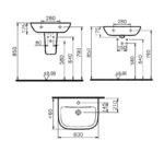 Vitra S20 600mm 1 Tap Hole Basin & Large Semi Pedestal