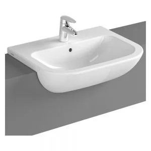 Vitra S20 Semi Recessed Basin 55cm 2 Tapholes White