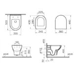 Vitra Zentrum Rimless Wall Hung Toilet Pan & Standard Seat