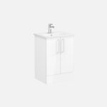 Vitra Zentrum 600mm Gloss White 2 Door Floor Unit & Basin