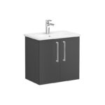 Vitra Zentrum 600mm Compact 2 Door Matt Storm Grey Unit & Basin