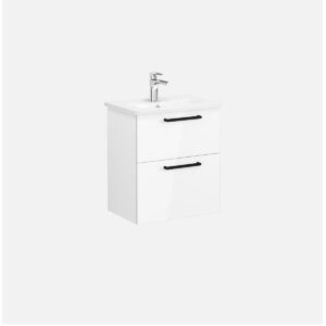 Vitra Zentrum 600mm Compact 2 Drawer Gloss White Unit & Basin