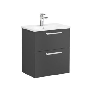 Vitra Zentrum Compact 2 Drawer Matt Storm Grey Unit & Basin