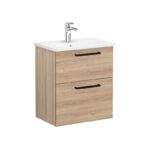 Vitra Zentrum 600mm Compact 2 Drawer Natural Oak Unit & Basin