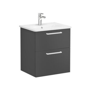 Vitra Zentrum 600mm 2 Drawer Matt Storm Grey Unit & Basin