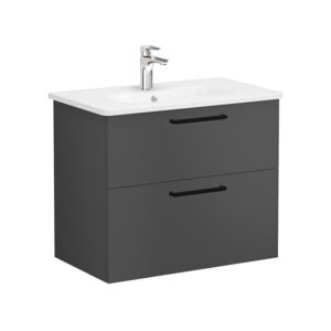 Vitra Zentrum 800mm 2 Drawer Matt Storm Grey Unit & Basin