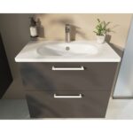 Vitra Zentrum 800mm 2 Drawer Matt Storm Grey Unit & Basin