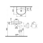 Vitra Zentrum 550mm 1 Tap Hole Basin & Semi Pedestal